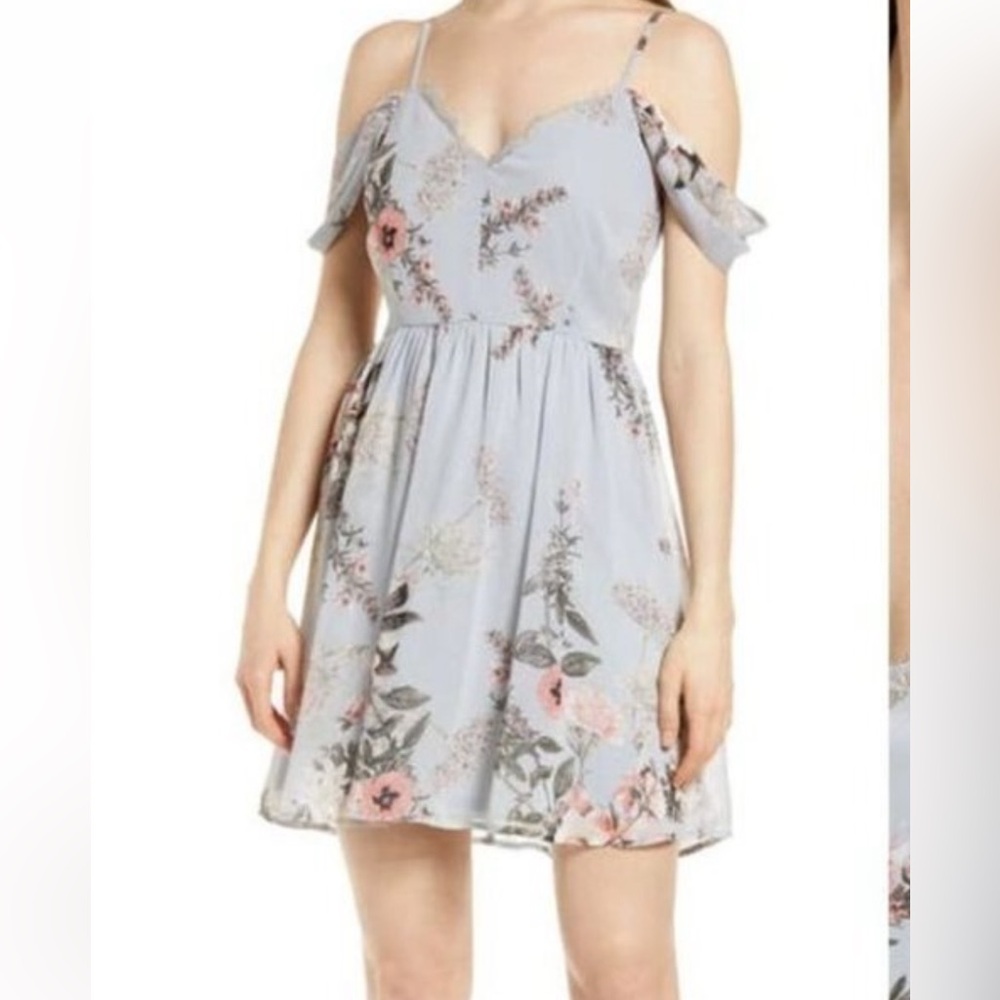 Lulus Verona light blue off the shoulder dress - Picture 3 of 13